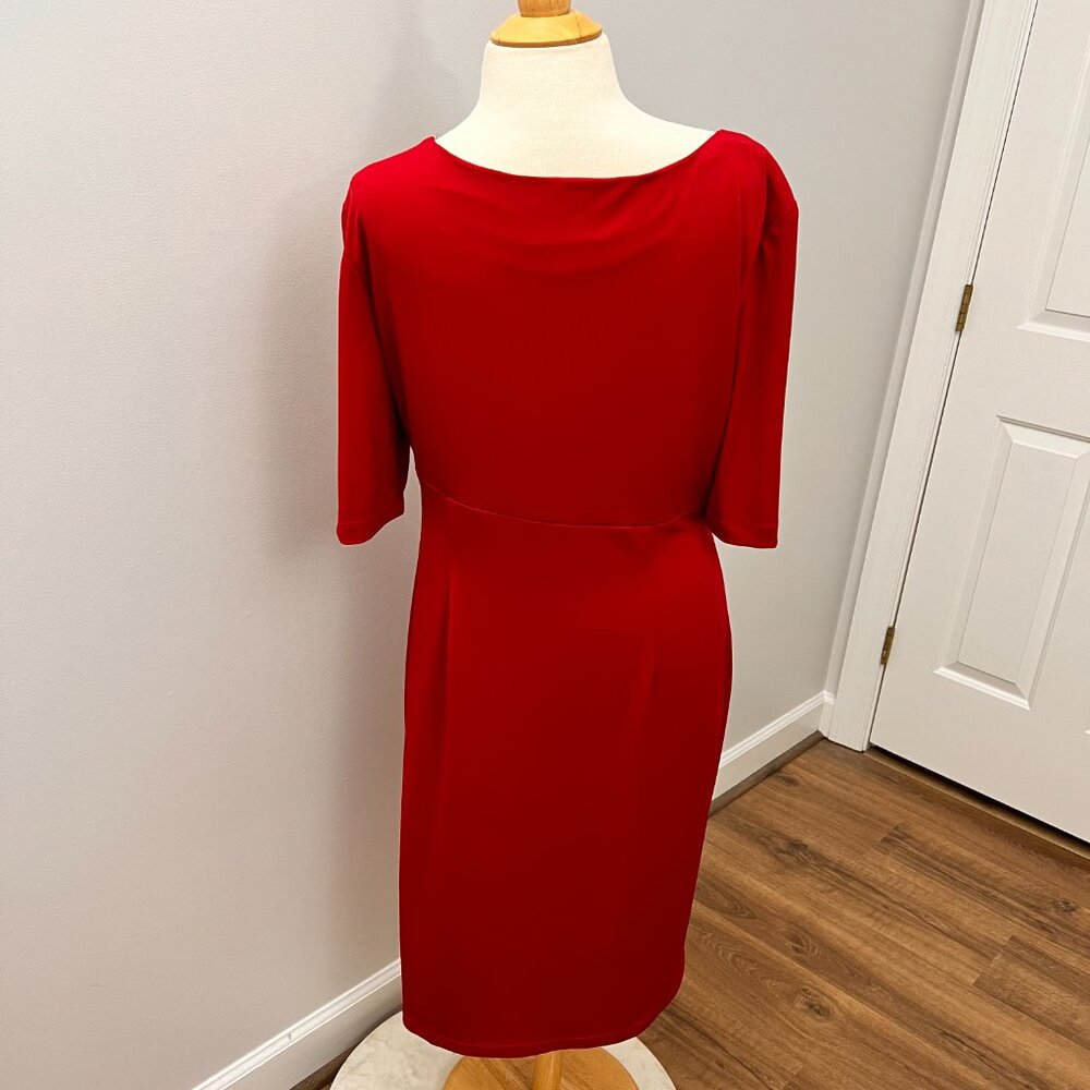 North Style Red Rouched Cinch Waist Dress Sz 16 - Picture 7 of 9